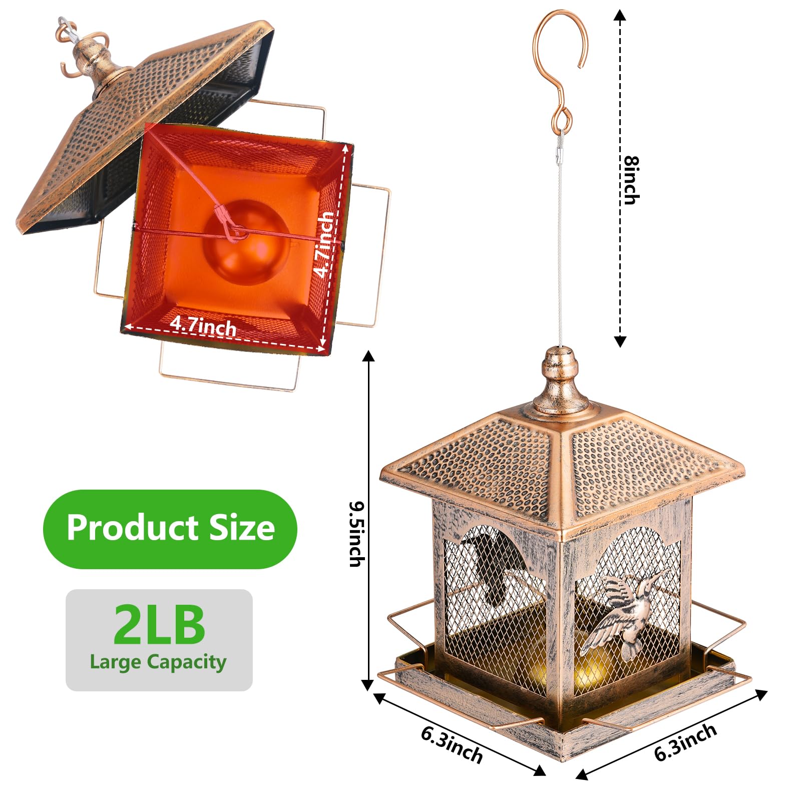 LBTING Bird Feeder polka-dot roof attracts diverse songbirds.