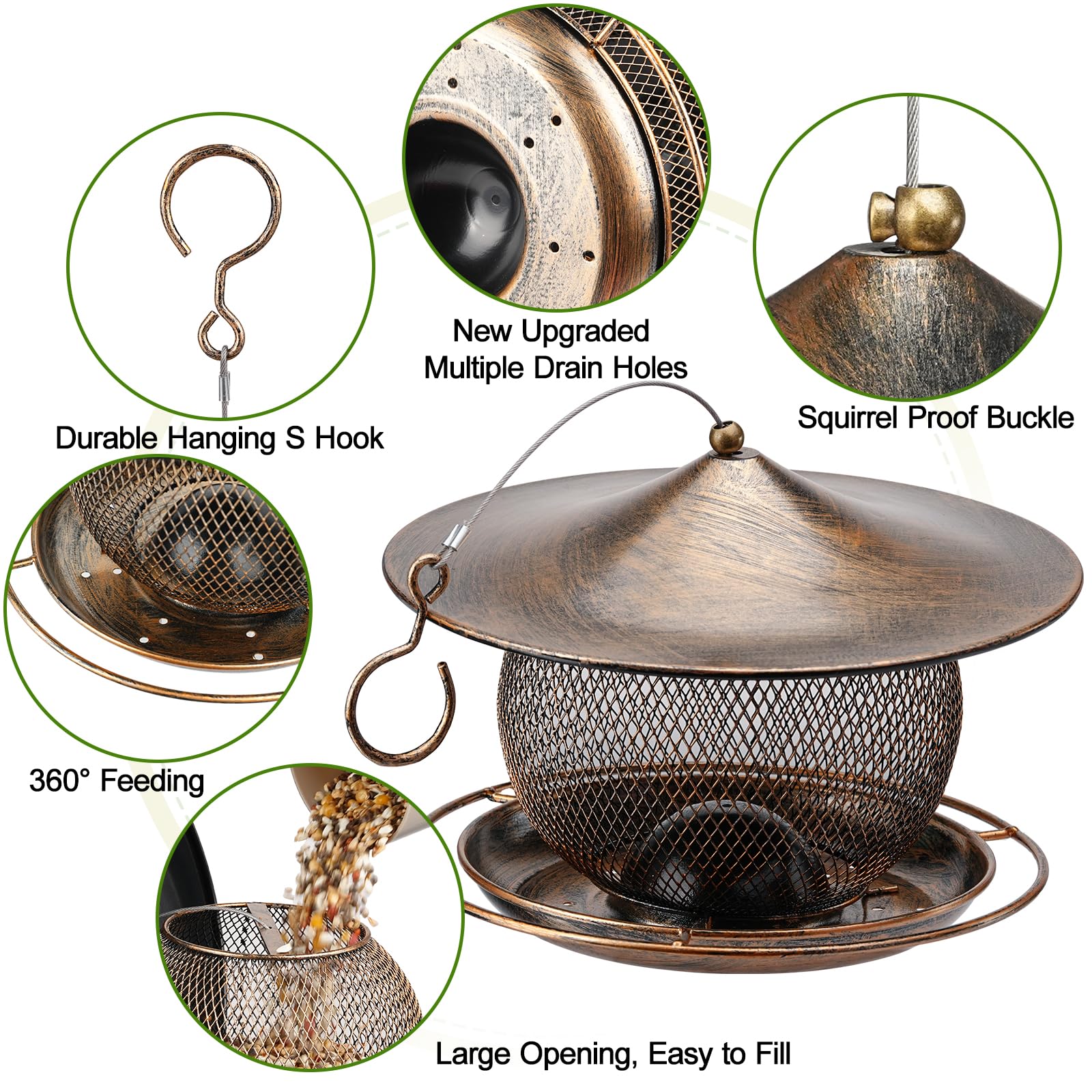 LBTING Bird Feeder with detachable lid enables easy filling and cleaning