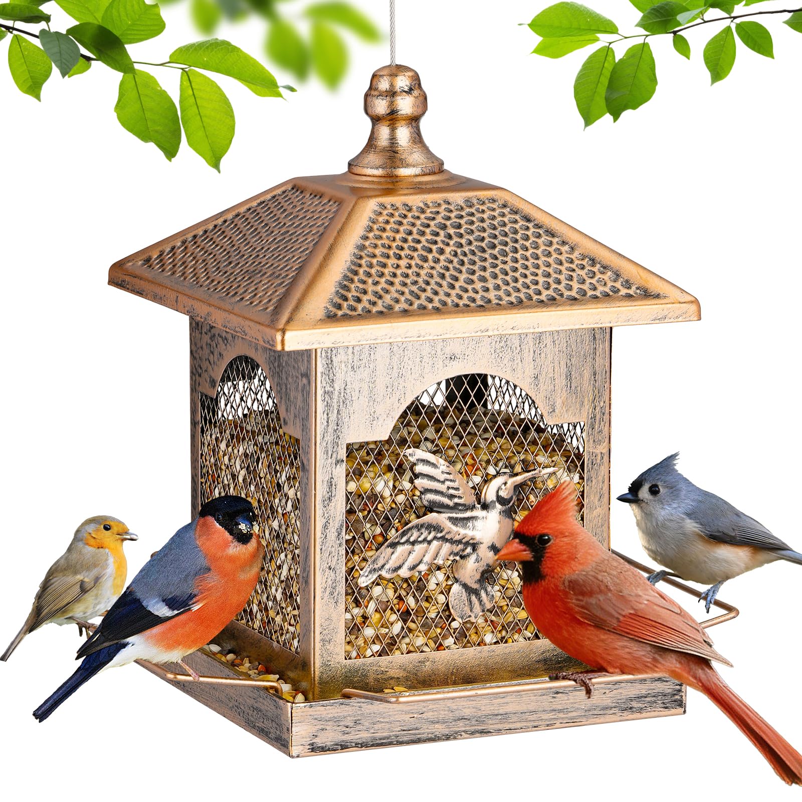 LBTING Bird Feeder square lantern roof for durable outdoor feeding.