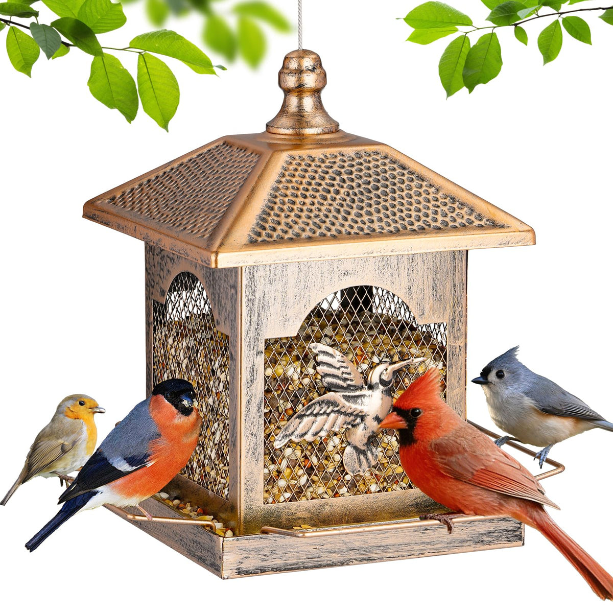 LBTING Bird Feeder square lantern roof for durable outdoor feeding.