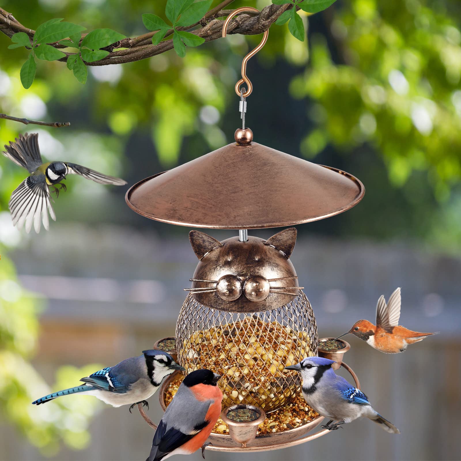 LBTING decorative garden cat feeder elevates yard aesthetics and charm.