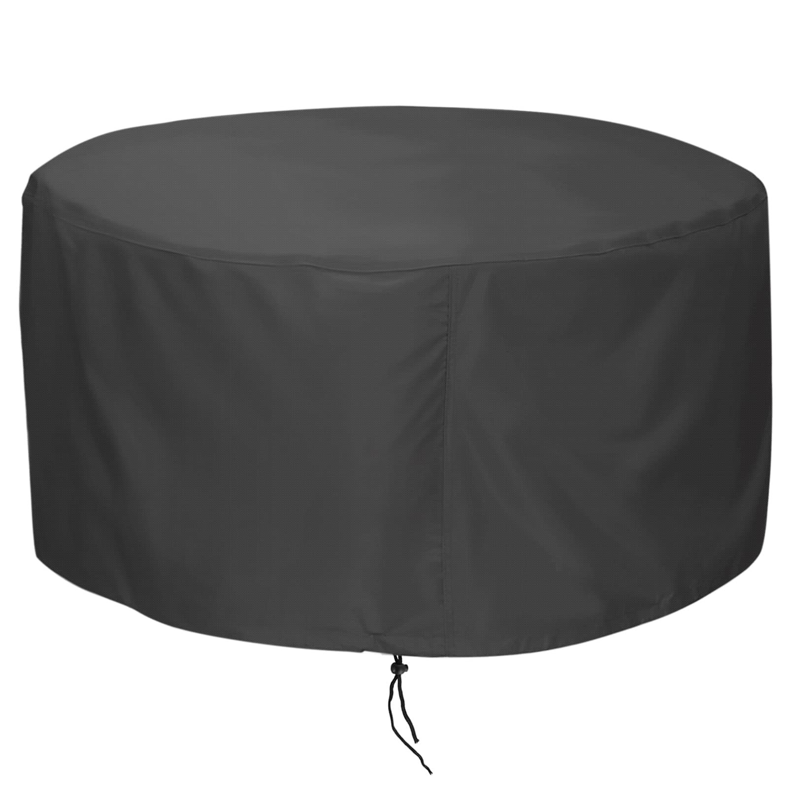LBTING Fire Pit Cover on patio protects a 48 inch fire pit from rain and dust.