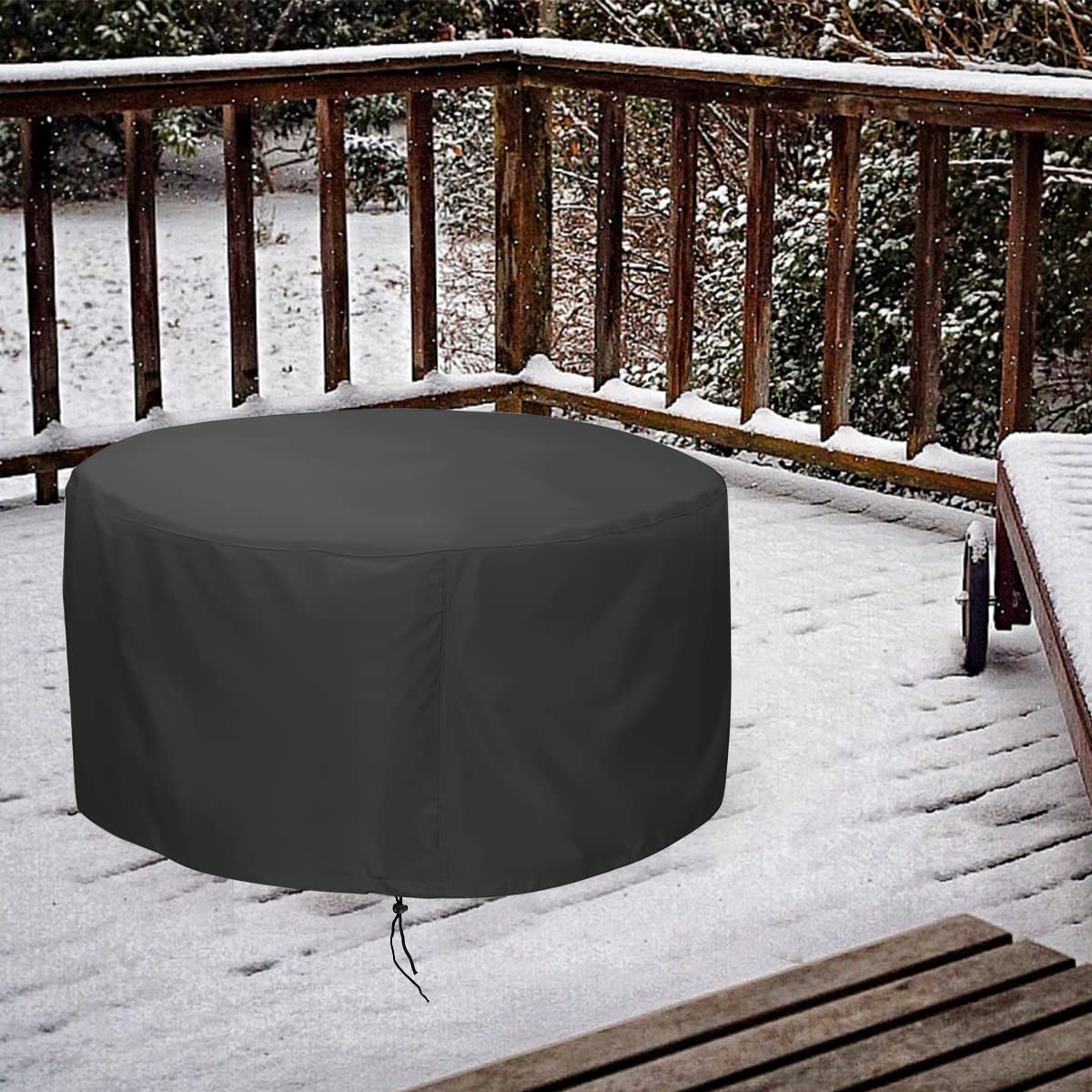 LBTING Fire Pit Cover blocks dust and extends clean use.