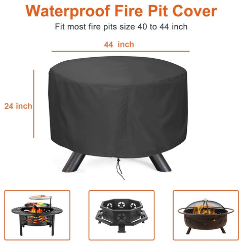 LBTING Fire Pit Cover close-up shows waterproof fabric and stitching.