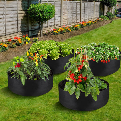 LBTING balcony garden with fabric beds for versatility.
