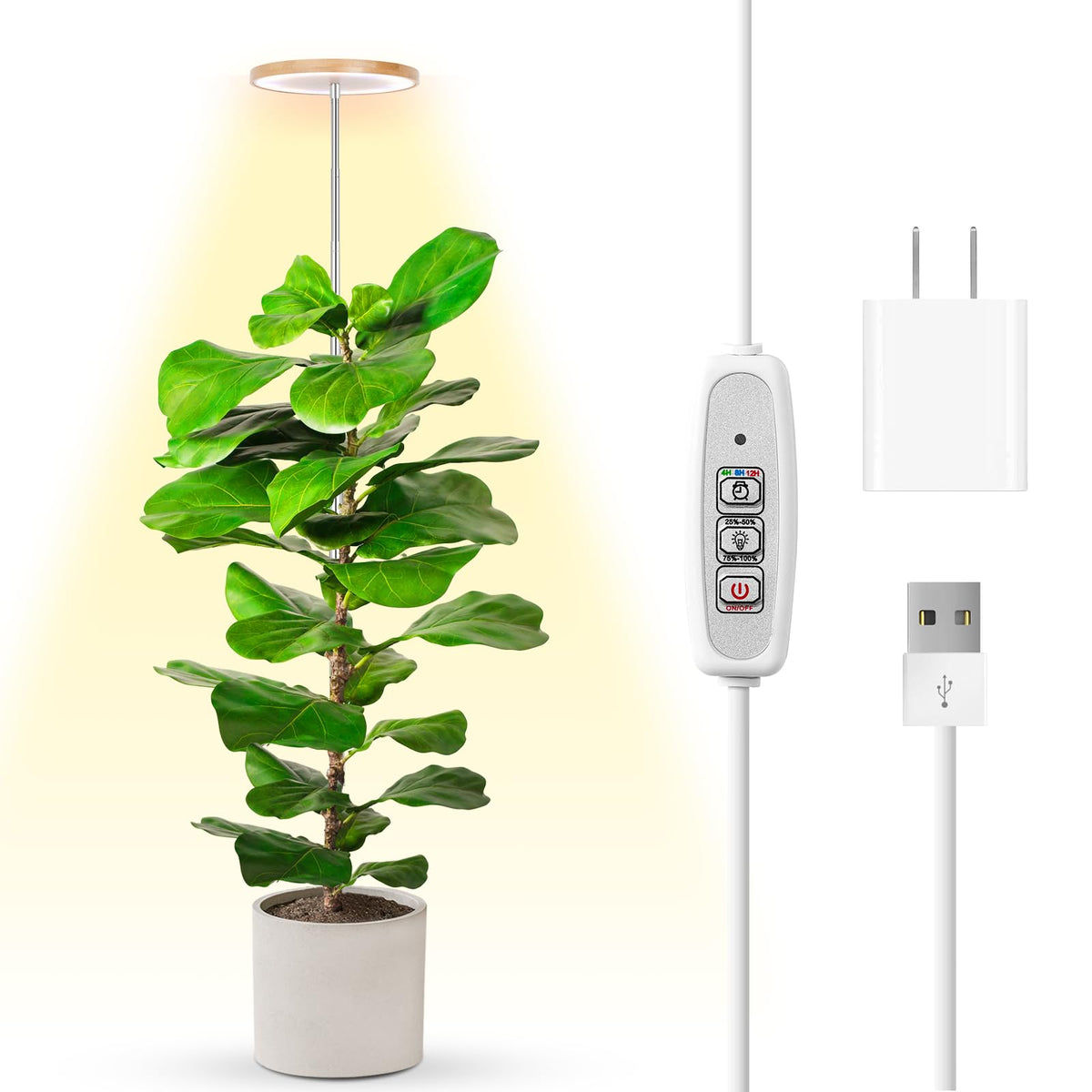 LBW bamboo grow light full spectrum panel with 72 LEDs for indoor plant growth