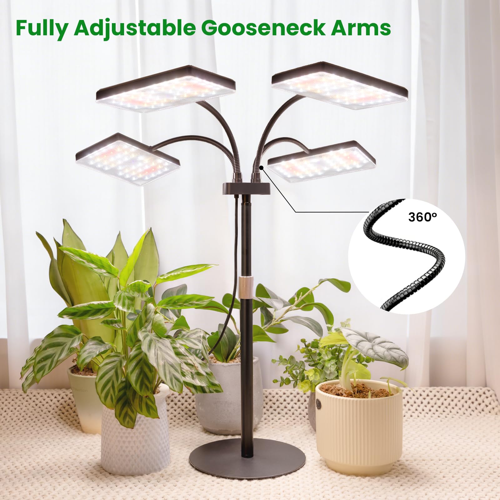 LBW Desk Grow Light 3 m cord enables flexible placement near plants