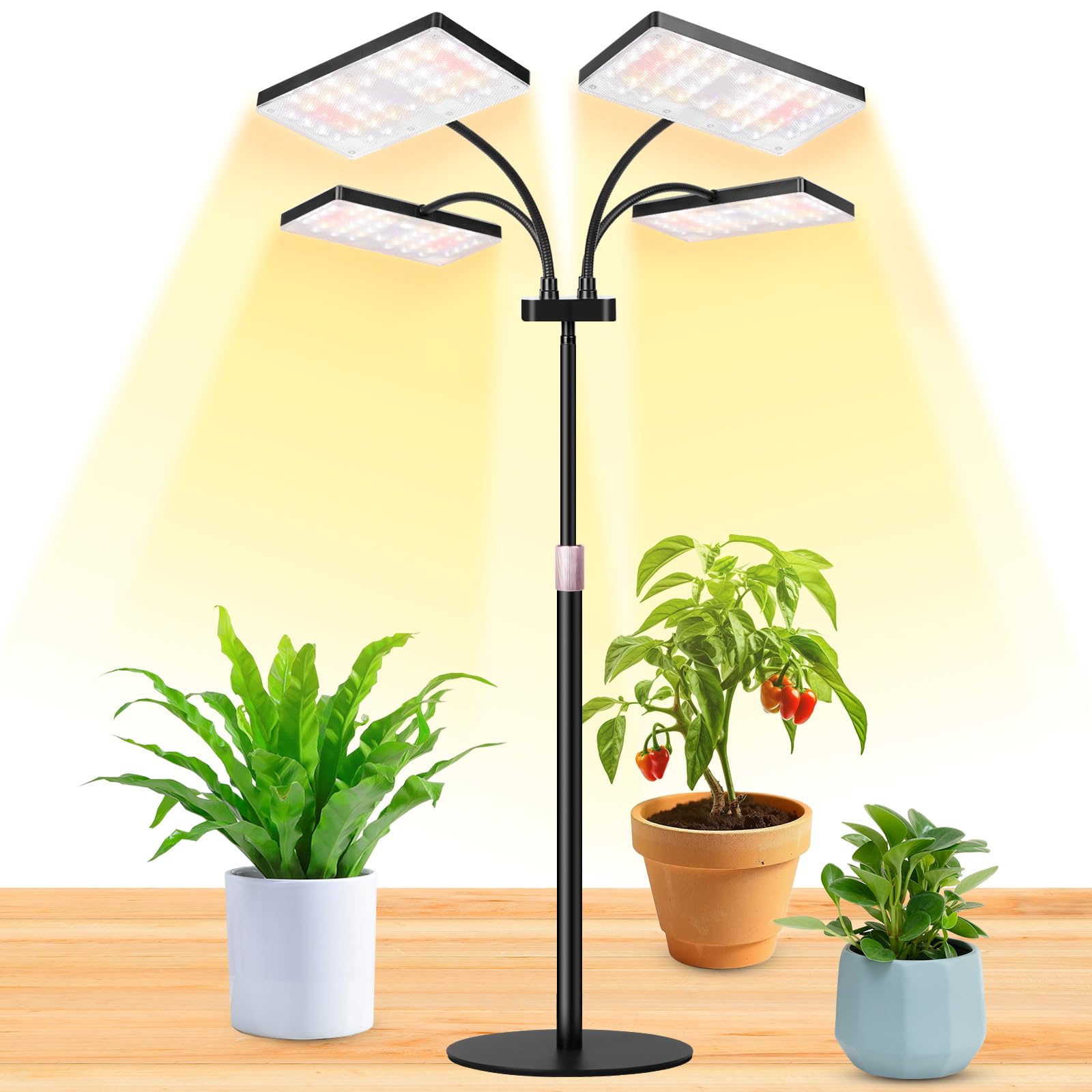 LBW Desk Grow Light with four heads for even desk-area plant coverage