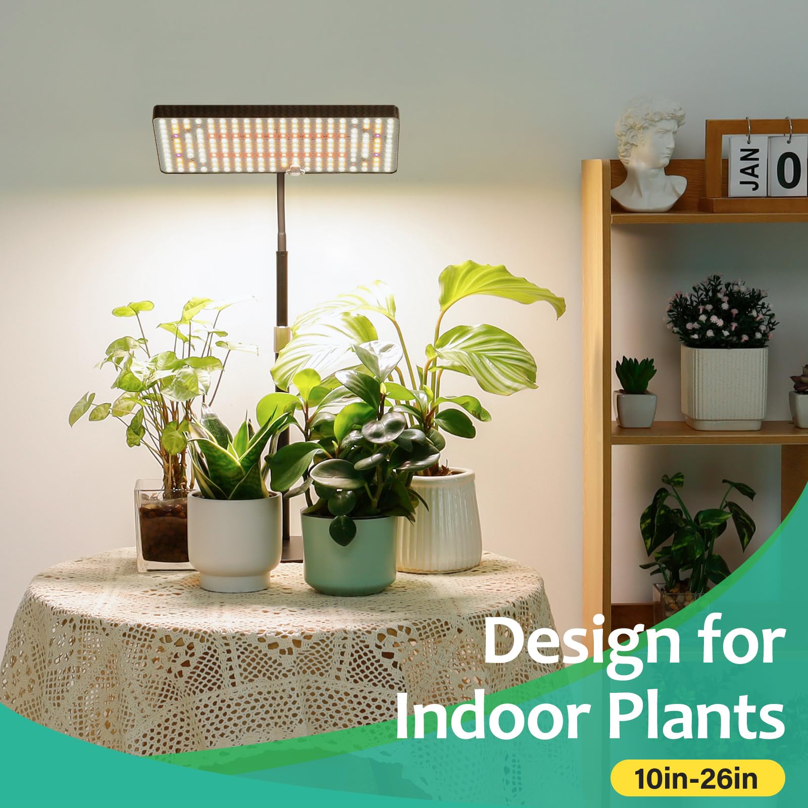 LBW Desk Grow Light LED panel coverage enlarges light reach for larger plant arrangements