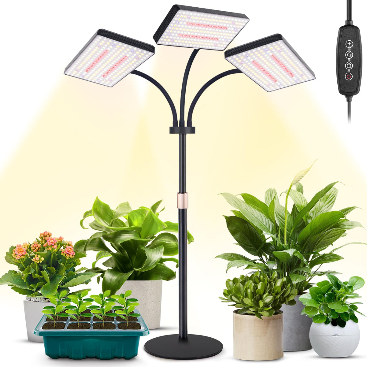 LBW desk grow light tri-head 642 LEDs for even, full-spectrum illumination.