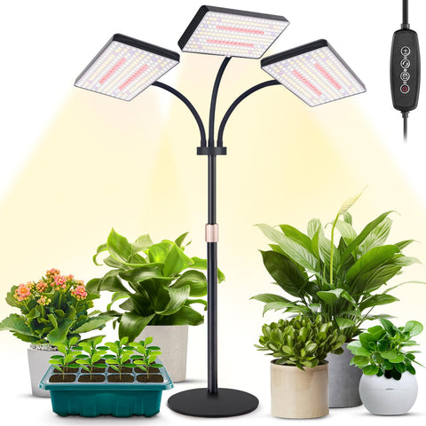 LBW desk grow light tri-head 642 LEDs for even, full-spectrum illumination.