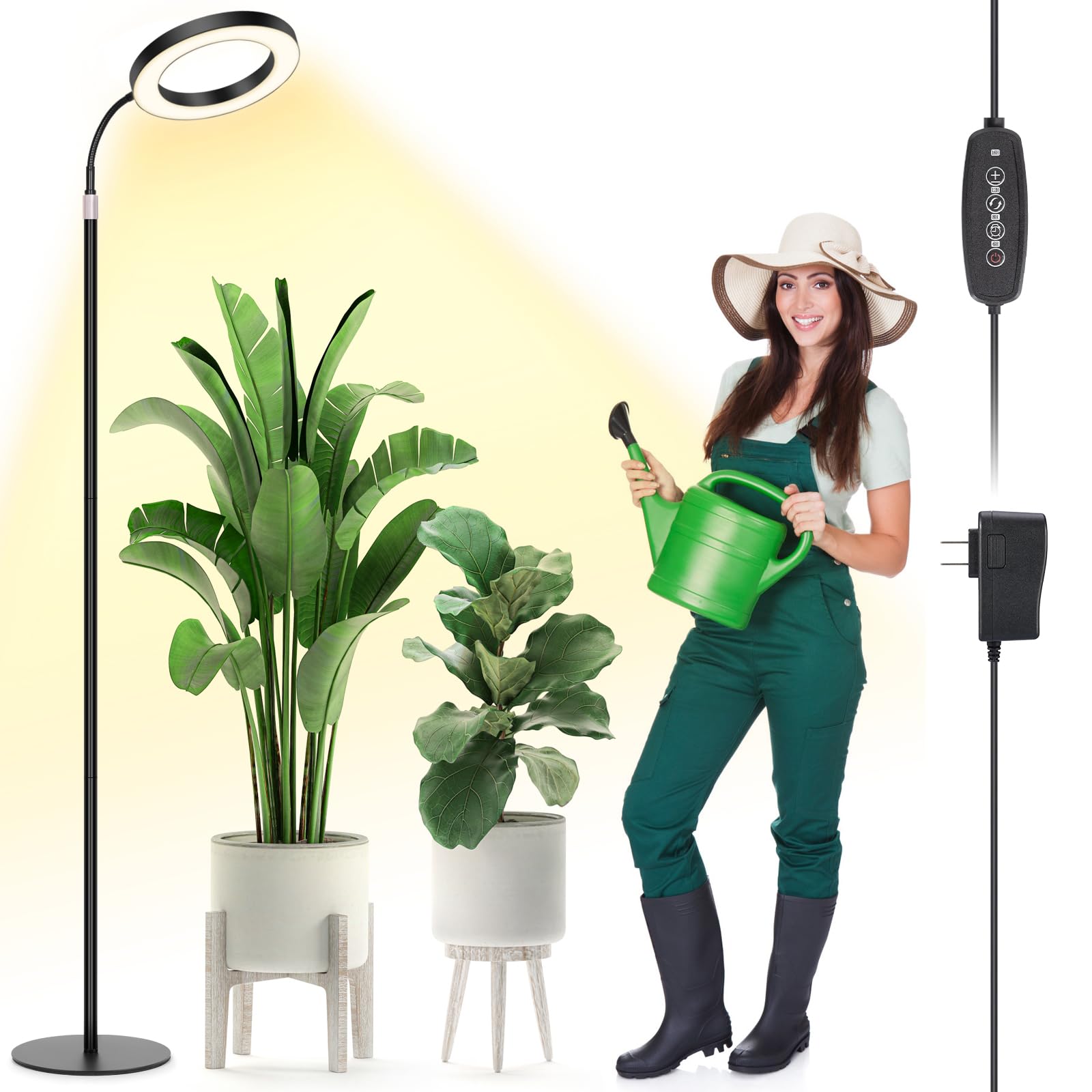 LBW floor grow light base provides stability for tall indoor plants.