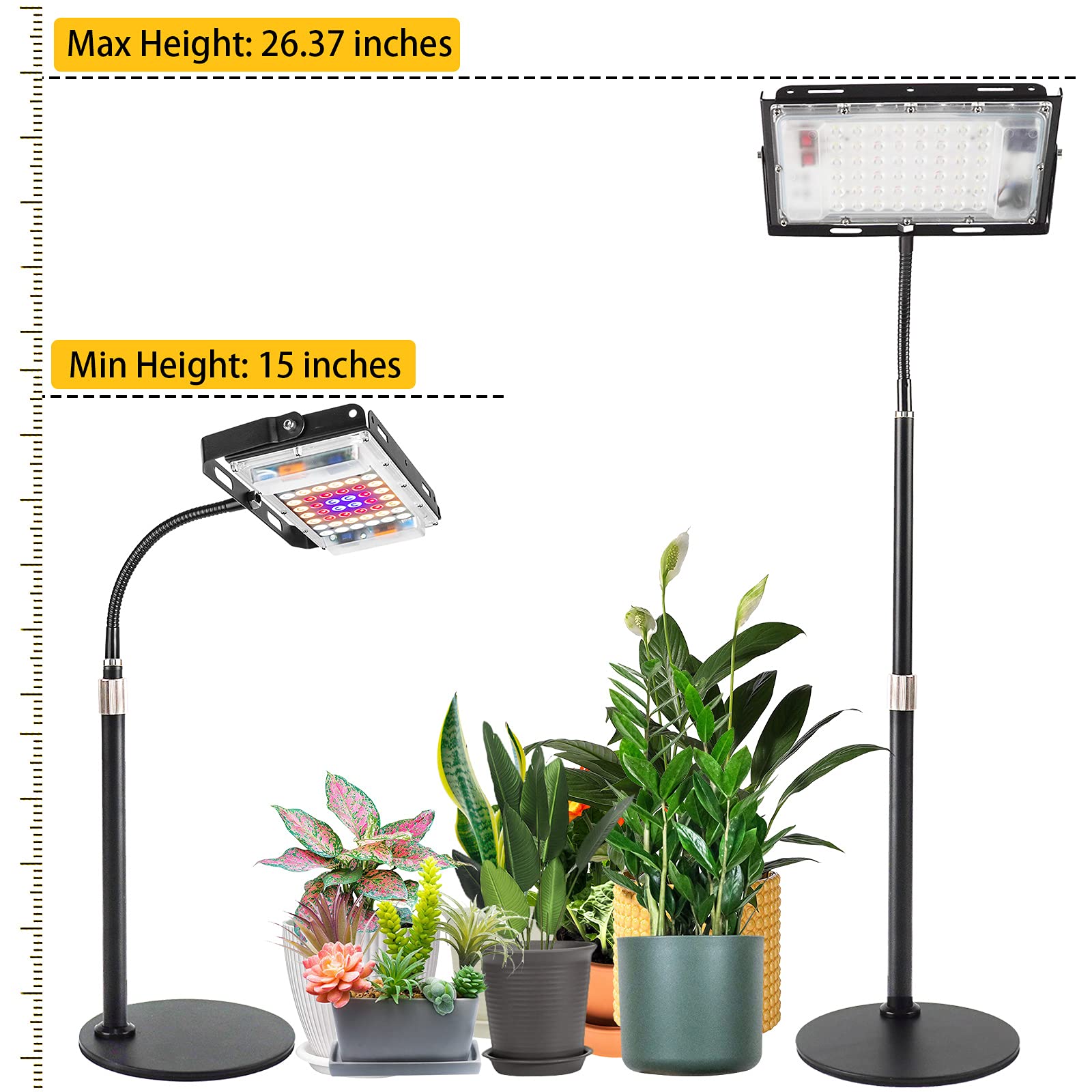 LBW Grow Light aluminum backplate aids heat dispersion for longer life.