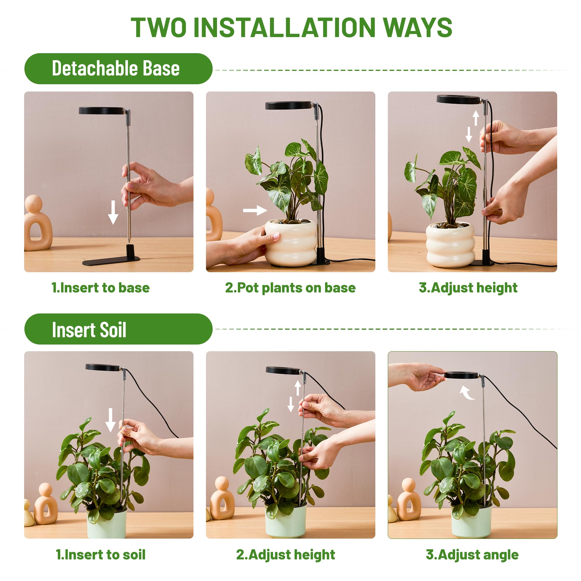 LBW Grow Light color options include white, warm, and full-spectrum for seedlings.