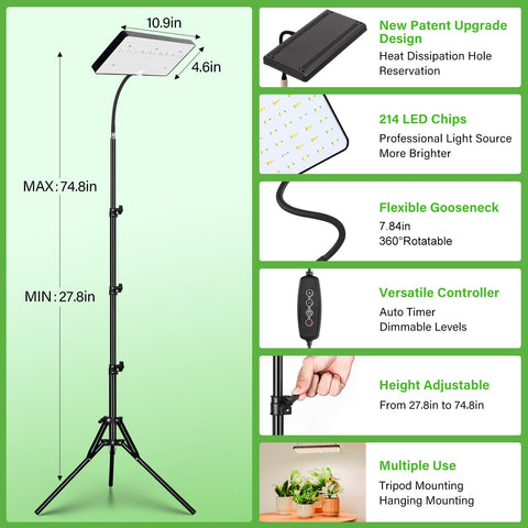 LBW Grow Light hanging-capable design for ceiling or shelf use.