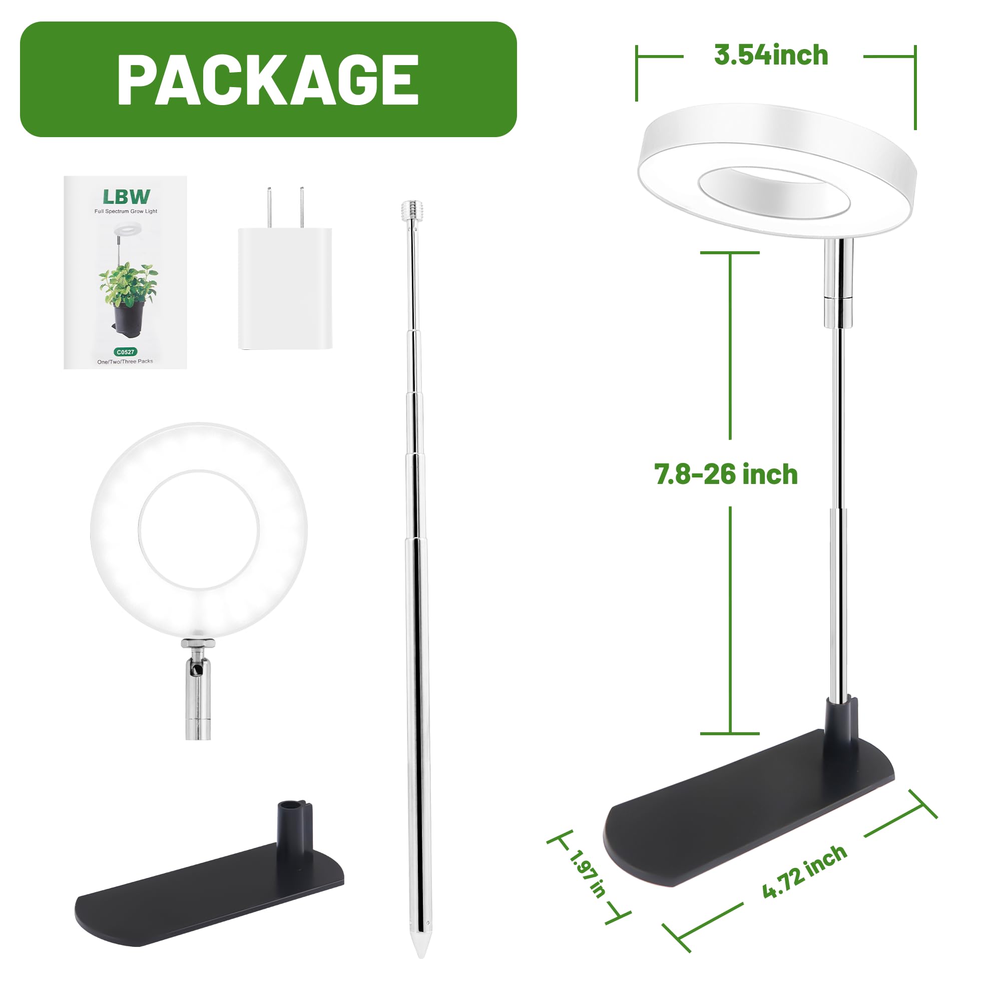 LBW Grow Light indoor plants setup suitable for succulents, herbs, and orchids