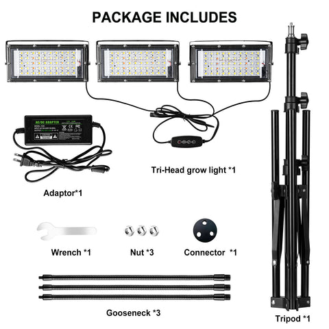 LBW Grow Light with Stand adapts height and angle for any plant.