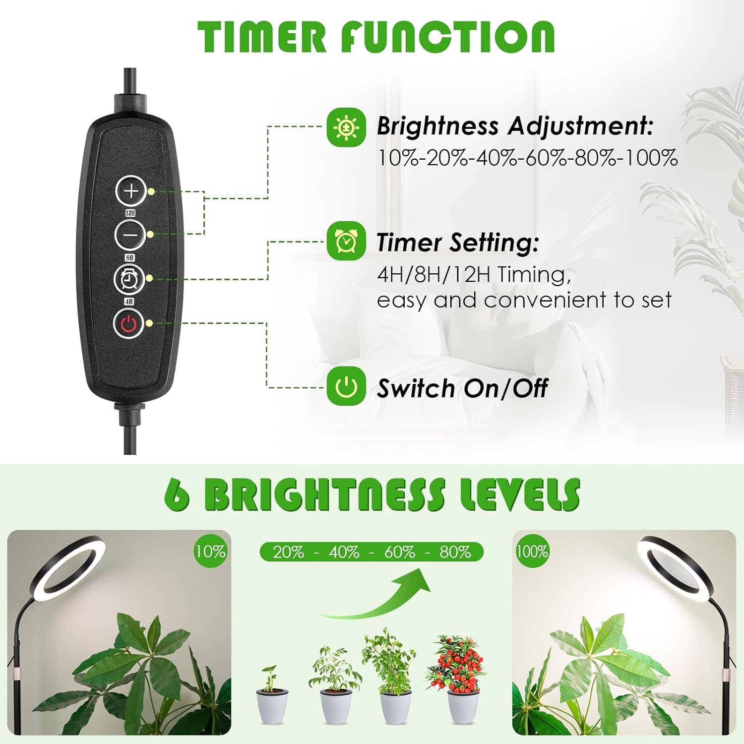 LBW Grow Lights gooseneck with telescoping rod for flexible angle and height adjustment