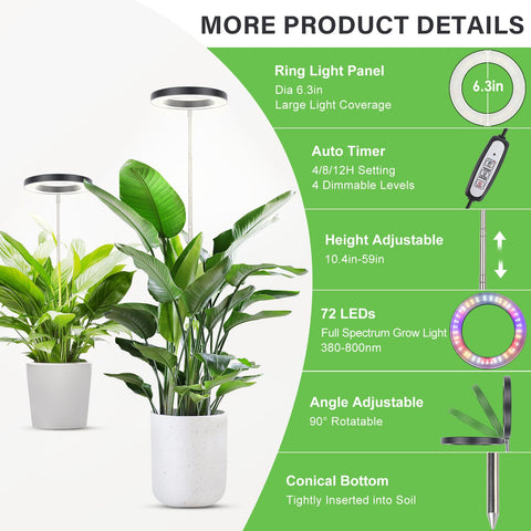 LBW Plant Grow Light dimmable brightness adapts to plant needs throughout growth stages.