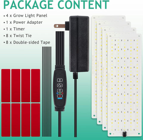 LBW Plant Grow Light four-panel kit efficiently covers shelves and racks.