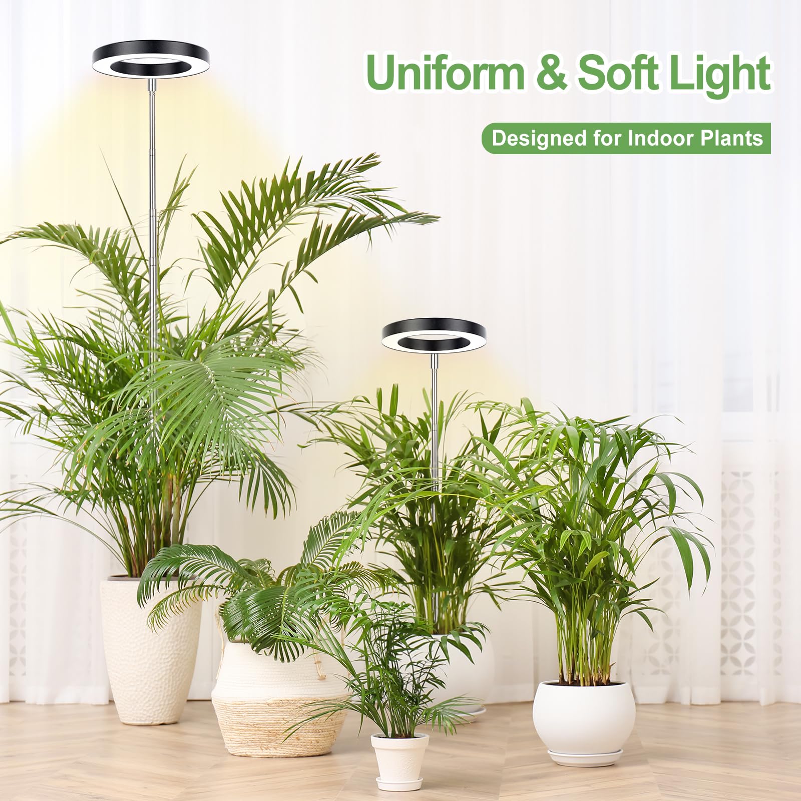 LBW telescopic pole enables height-adjustable setup for tall or top-heavy plants.