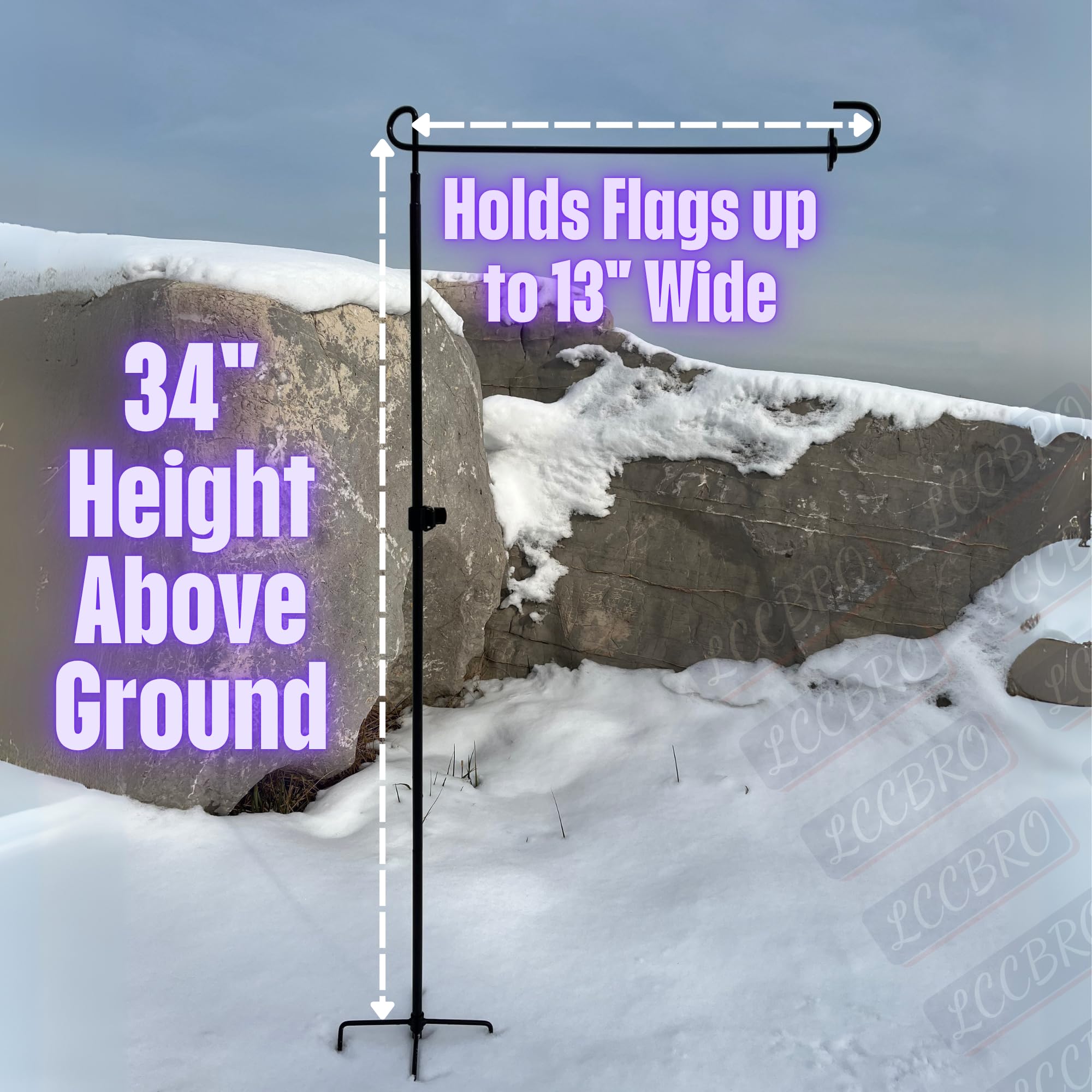 LCCBRO flag pole reaches 38.5 inches for prominent yard visibility.