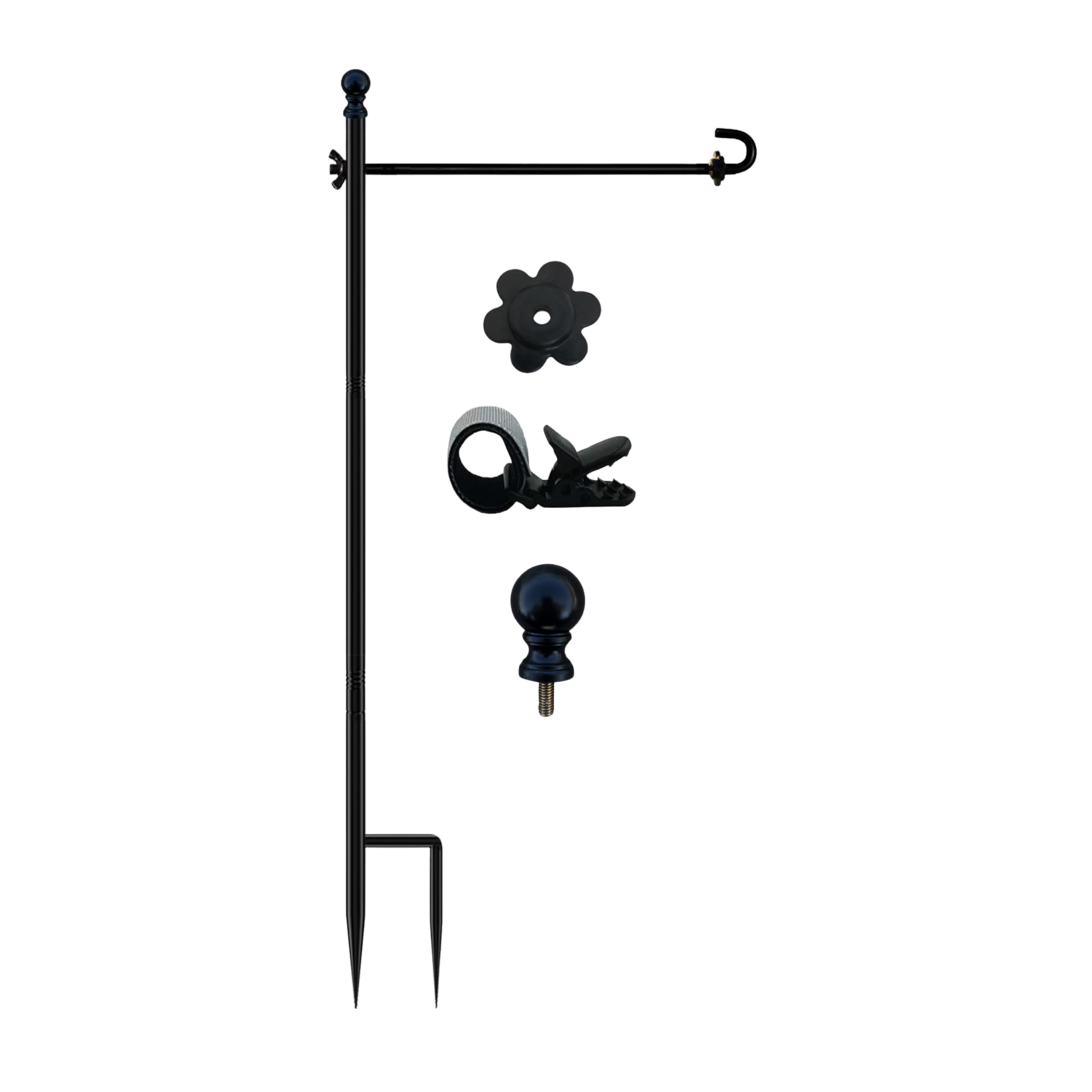 LCCBRO garden flag holder stand demonstrating 12x18 stability for yard displays.