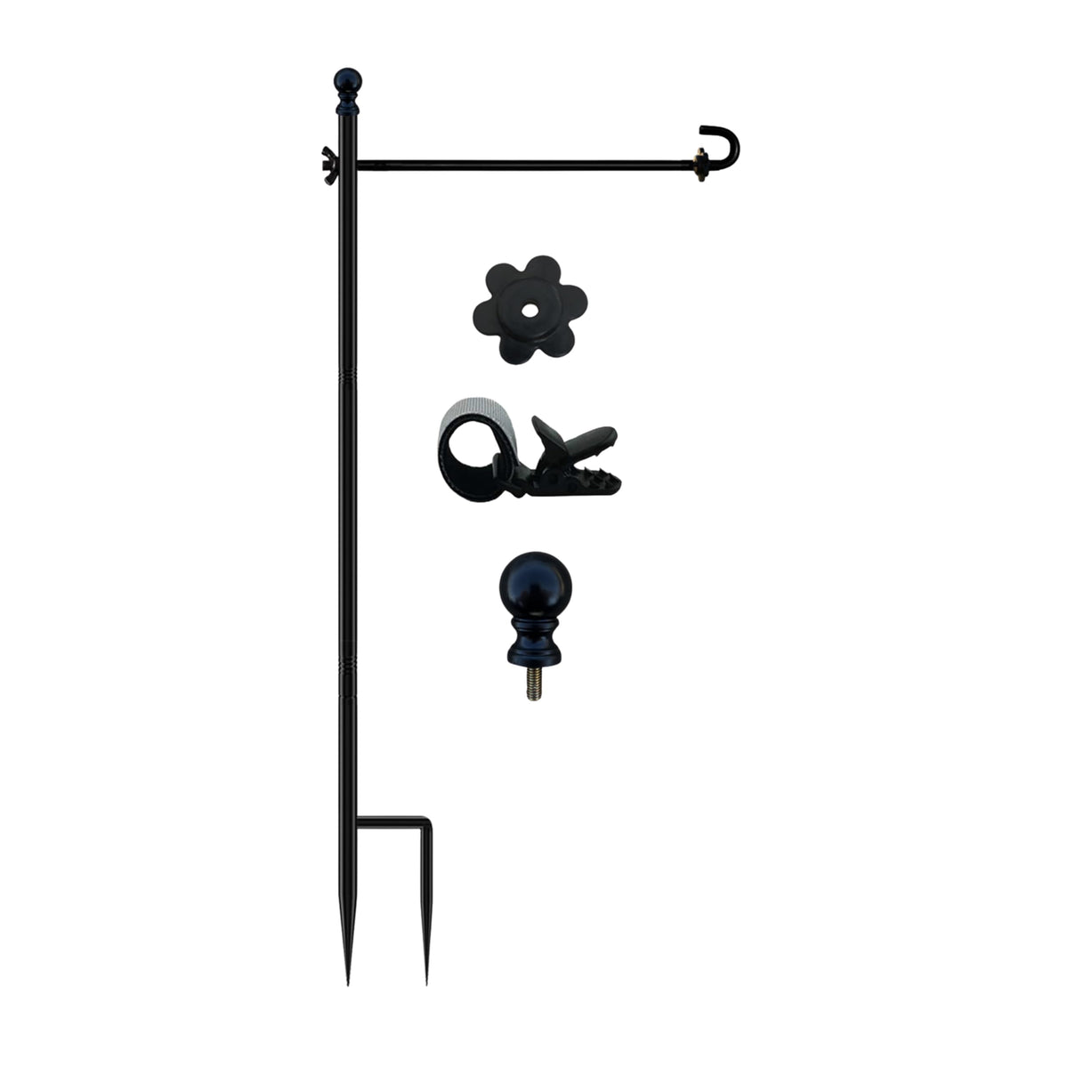 LCCBRO garden flag holder stand demonstrating 12x18 stability for yard displays.