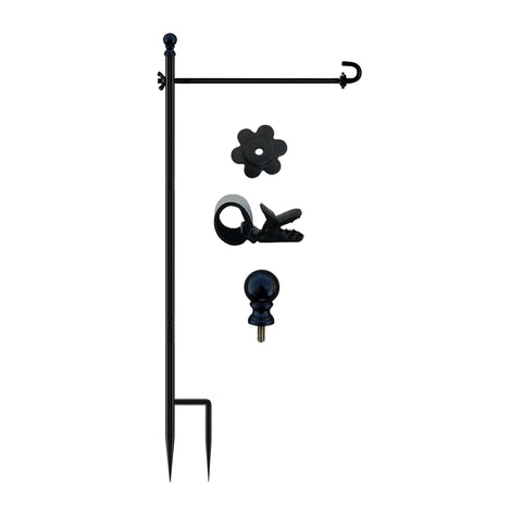 LCCBRO garden flag holder stand demonstrating 12x18 stability for yard displays.