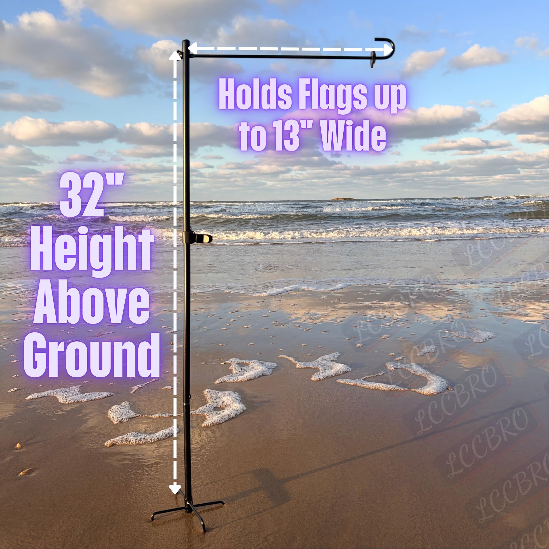 LCCBRO heavy-duty 5-prong base anchors flags on lawn and garden.