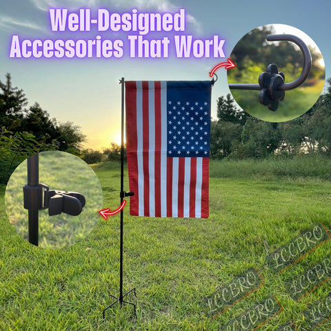 LCCBRO universal fit works with standard 12x18 garden flags.