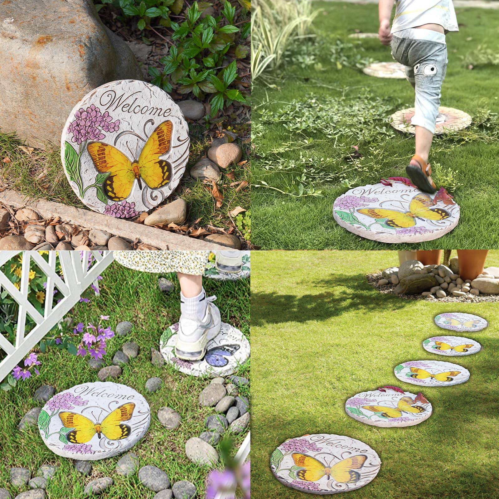 LCdecohome hand-painted butterfly stone brings garden charm and personality.