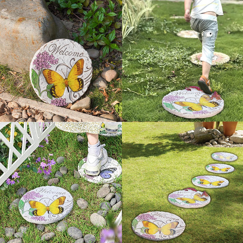 LCdecohome hand-painted butterfly stone brings garden charm and personality.