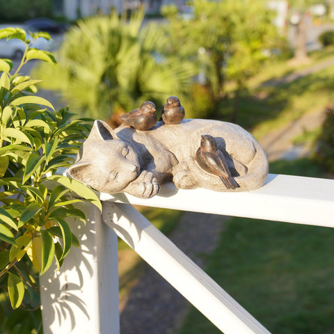 Sleeping cat statue by LCdecohome adds serene focal point