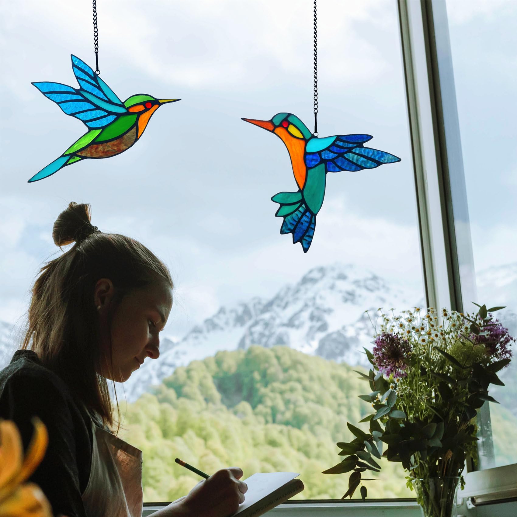 Lcensp stained glass ornament enhances window visibility and charm.
