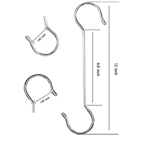Lchkrep deep-opening 2.5-inch S hook secures larger items.