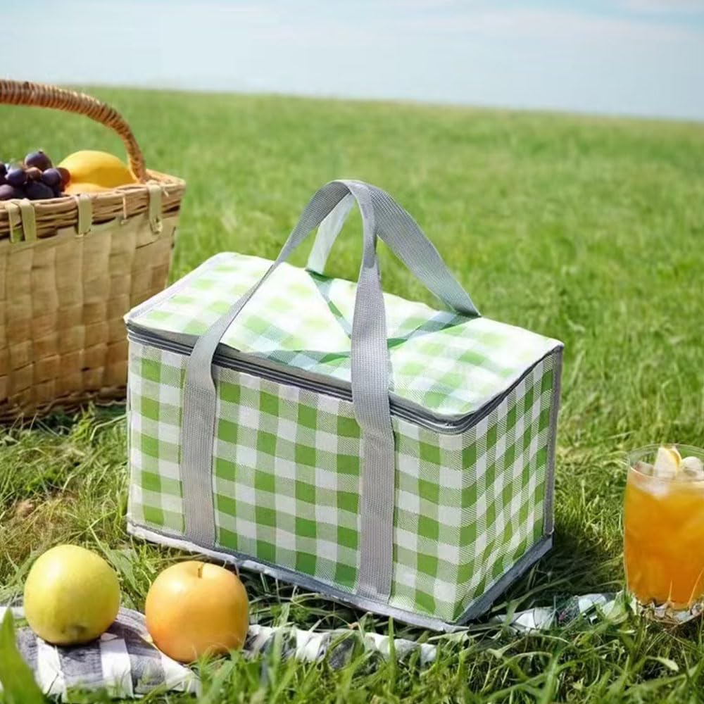 Lchkrep insulated bag picnic foldable green for easy transport and temperature control