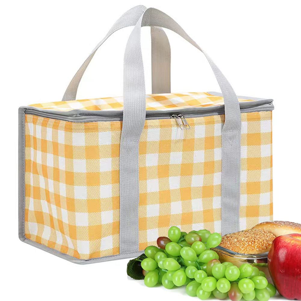 Lchkrep insulated bag for picnic yellow folded for easy storage