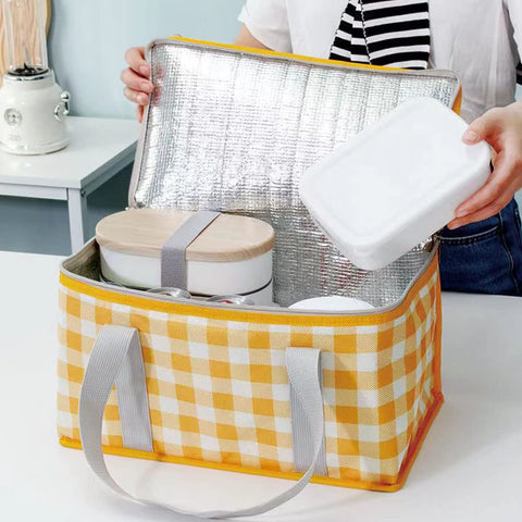 Lchkrep insulated bag yellow open showing 24L capacity for snacks