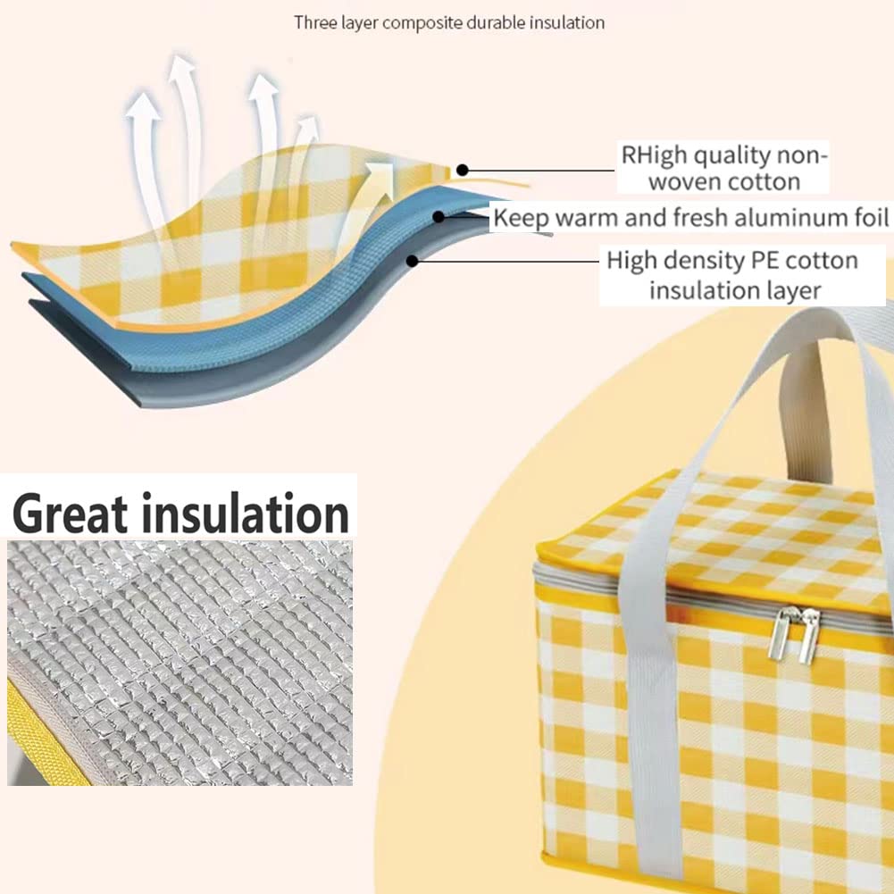 Lchkrep picnic bag yellow with zipper-top lid for secure storage