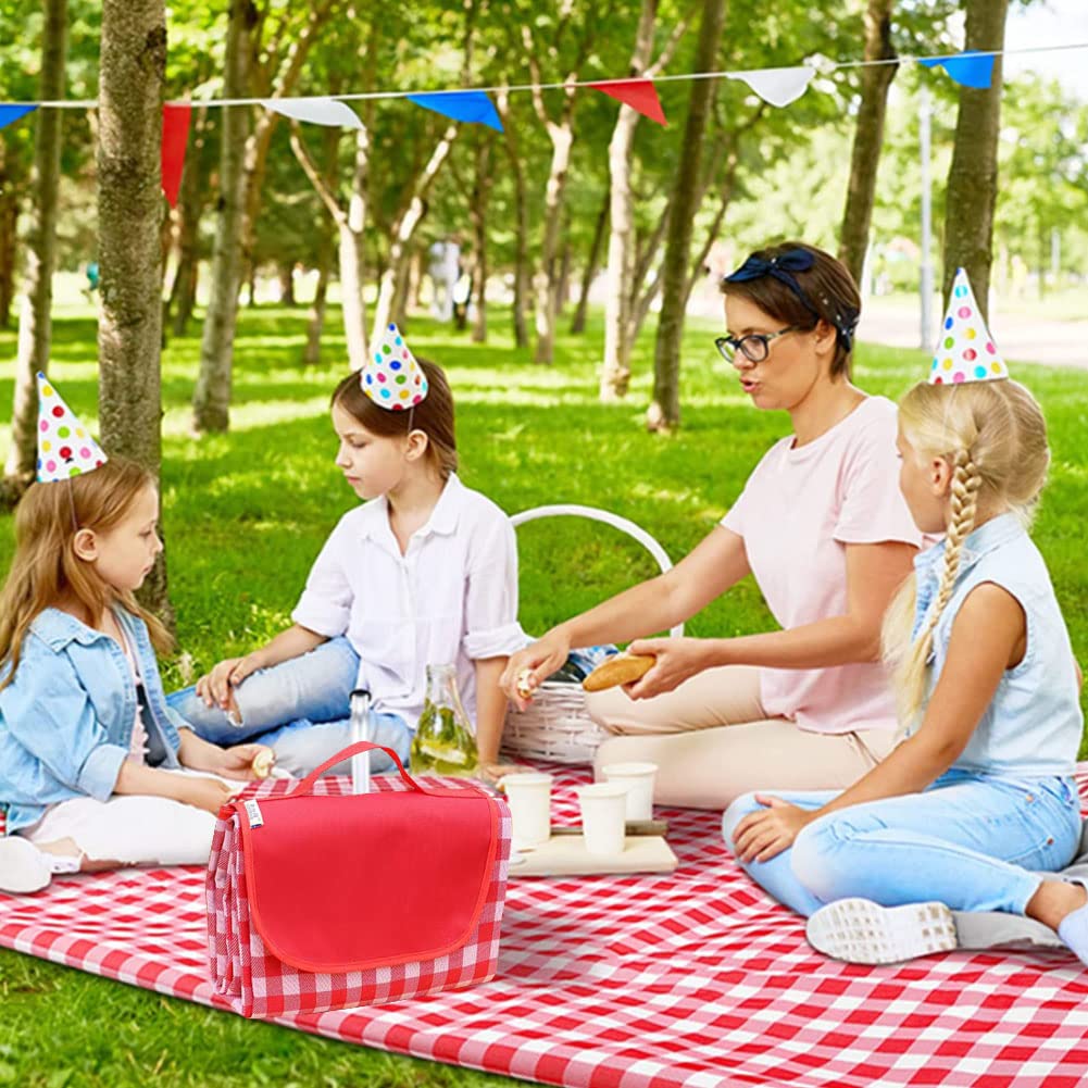 Lchkrep picnic blanket 80x60 inches with waterproof bottom for damp ground.