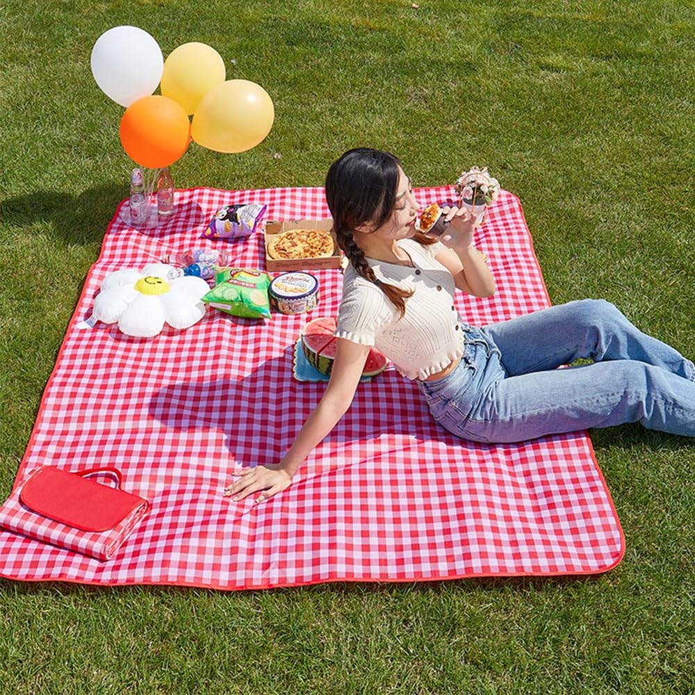 Lchkrep portable outdoor blanket ideal for parks, camping, and music festivals.