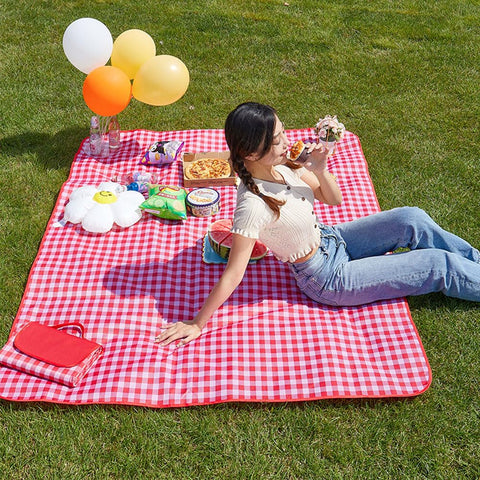 Lchkrep portable outdoor blanket ideal for parks, camping, and music festivals.