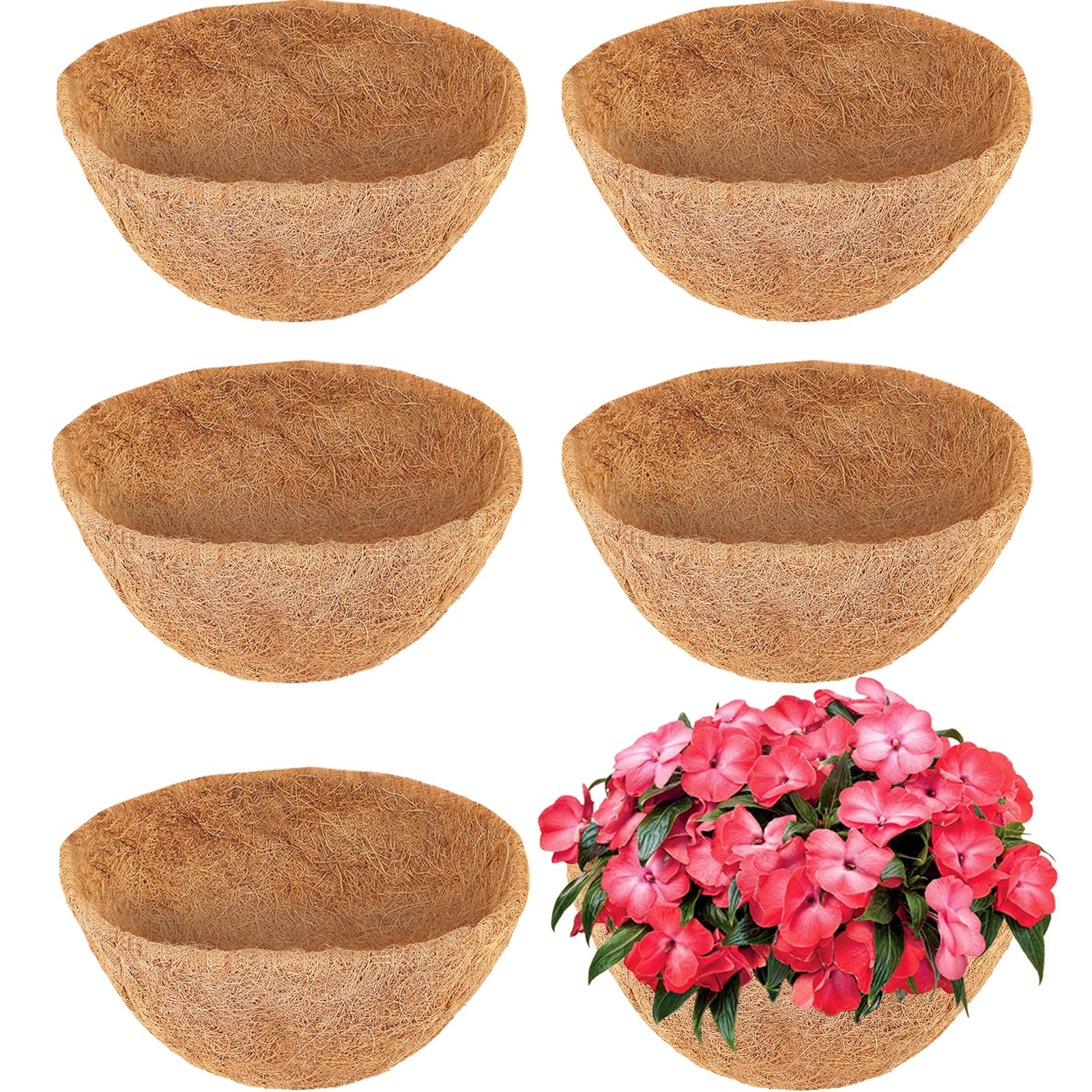LCHUANG Coco Liners in a 12in round hanging basket for flowers.