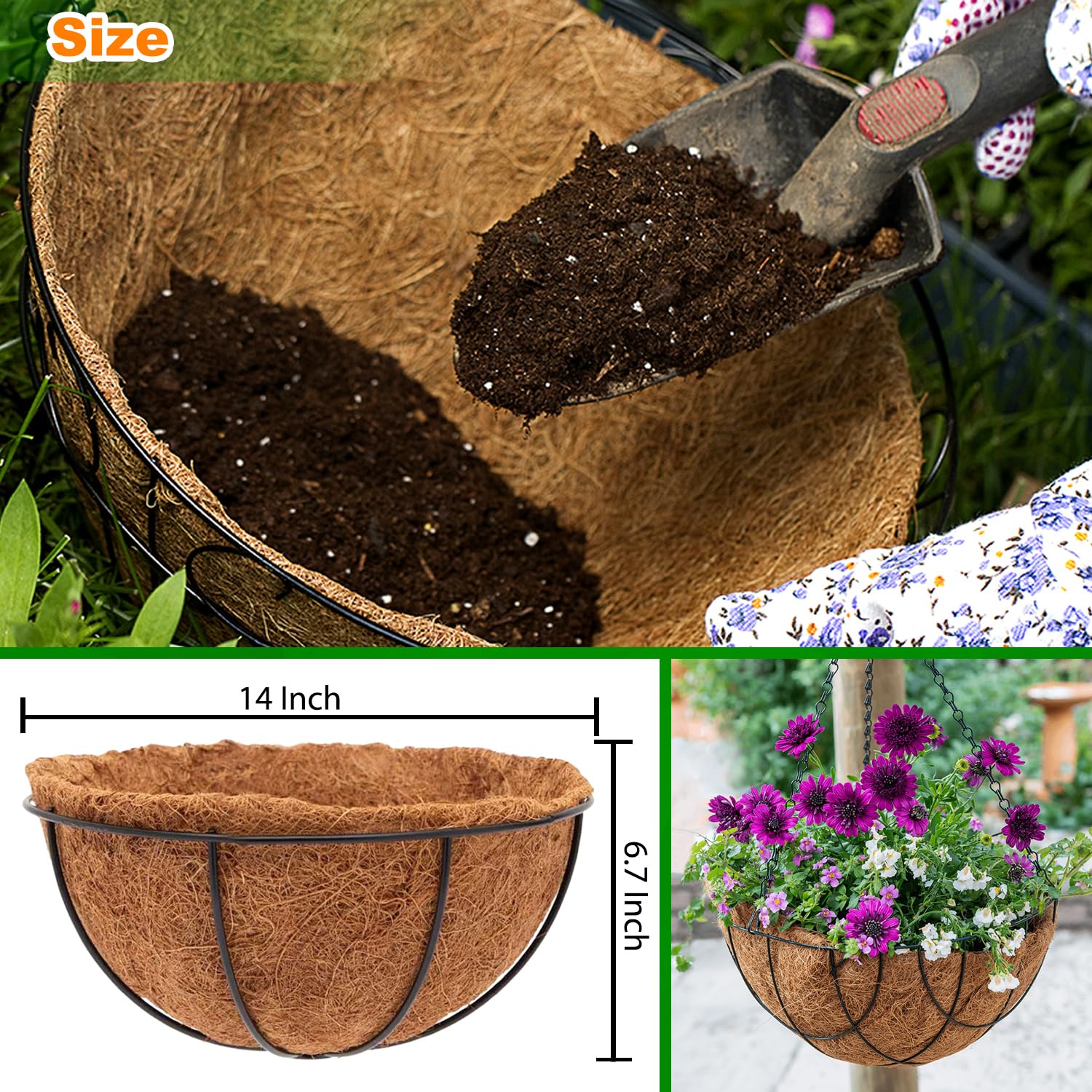 LCHUANG Coco Liners soaking before use helps fit for hanging baskets.