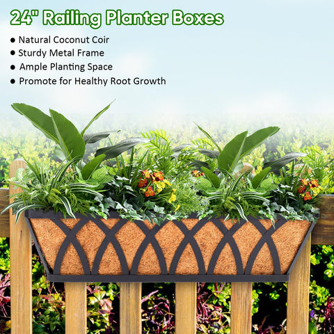 LCHUANG coconut liner railing planter promotes balanced moisture for thriving plants.