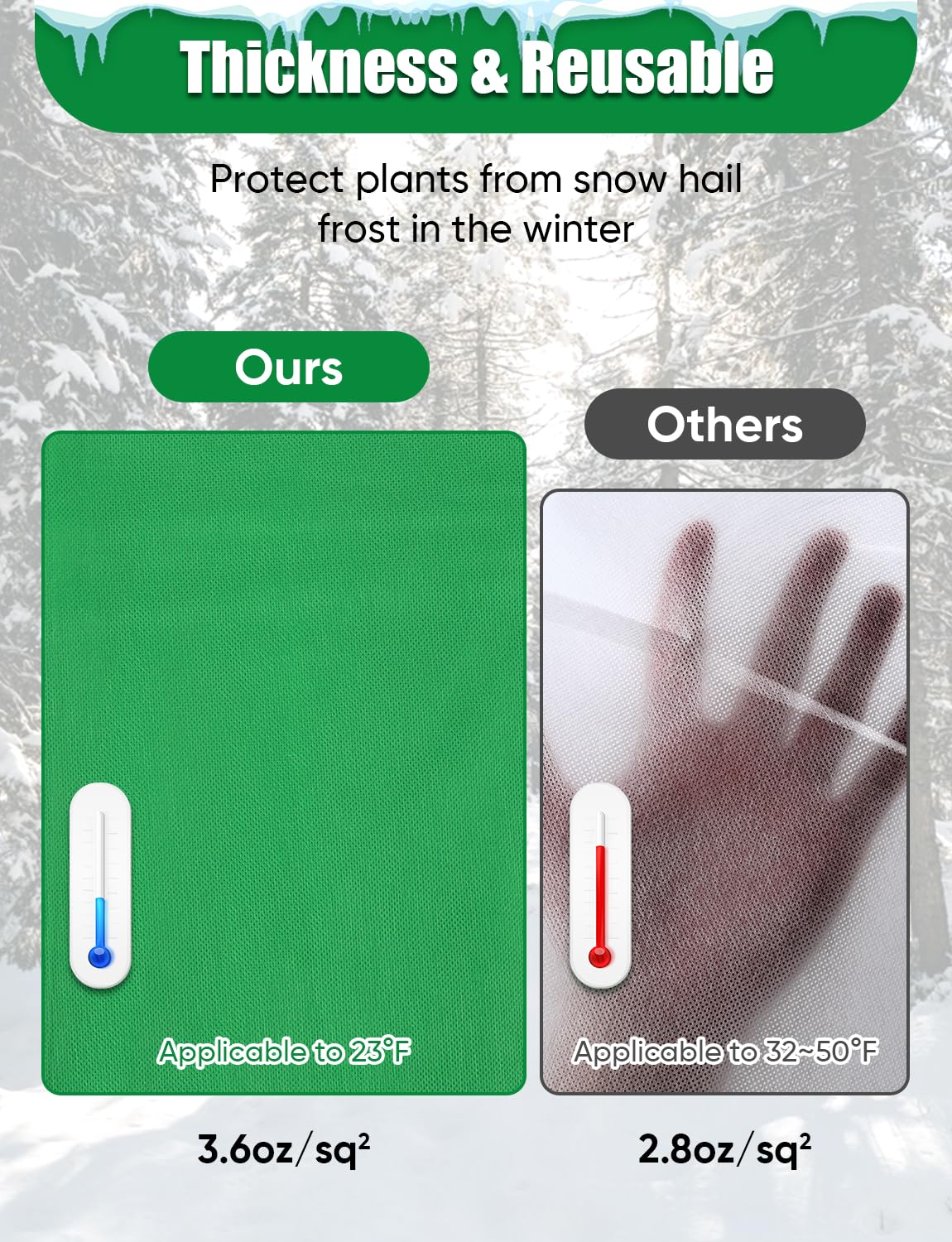 LCHUANG plant cover protecting a fruit tree from frost in winter.