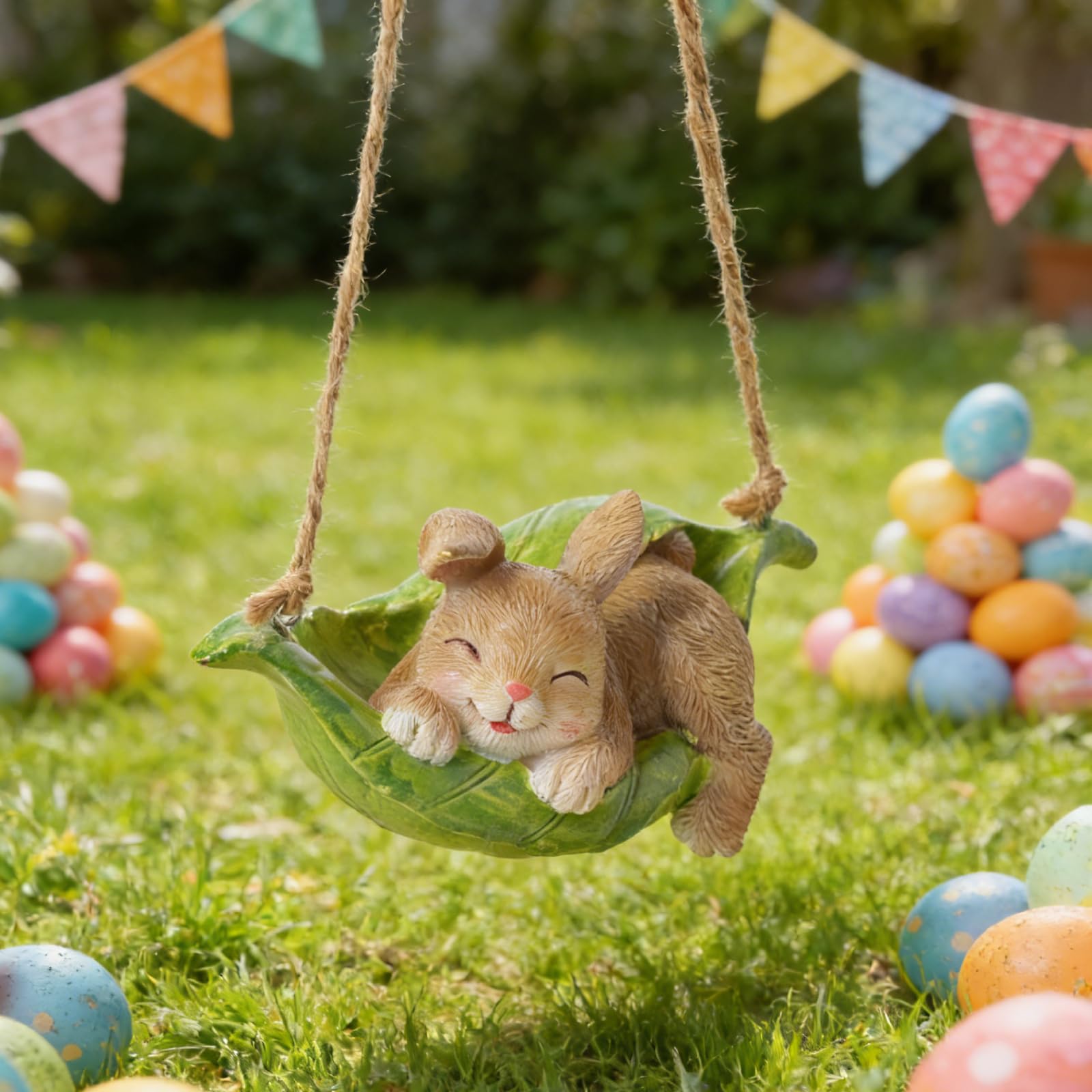 LC LCdecohome bunny garden ornament brings woodland vibe to yard with durable resin construction.