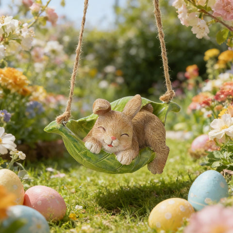 LC LCdecohome hand-painted bunny figurine showcases lifelike detail for enchanting garden accents.