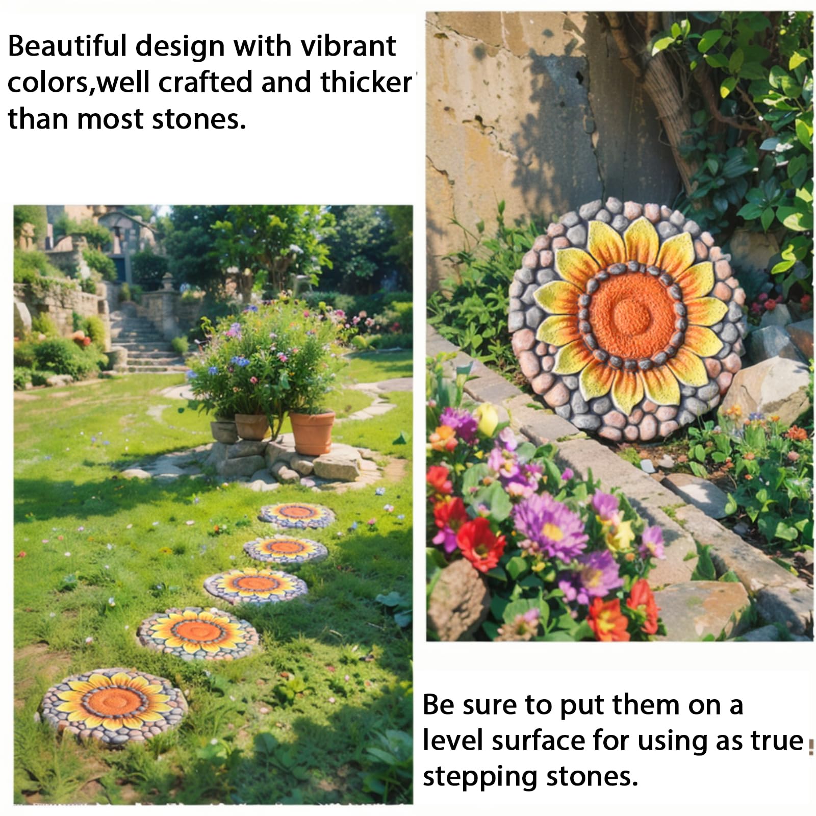 LCdecohome sunflower stepping stone accents patio with cheerful color.